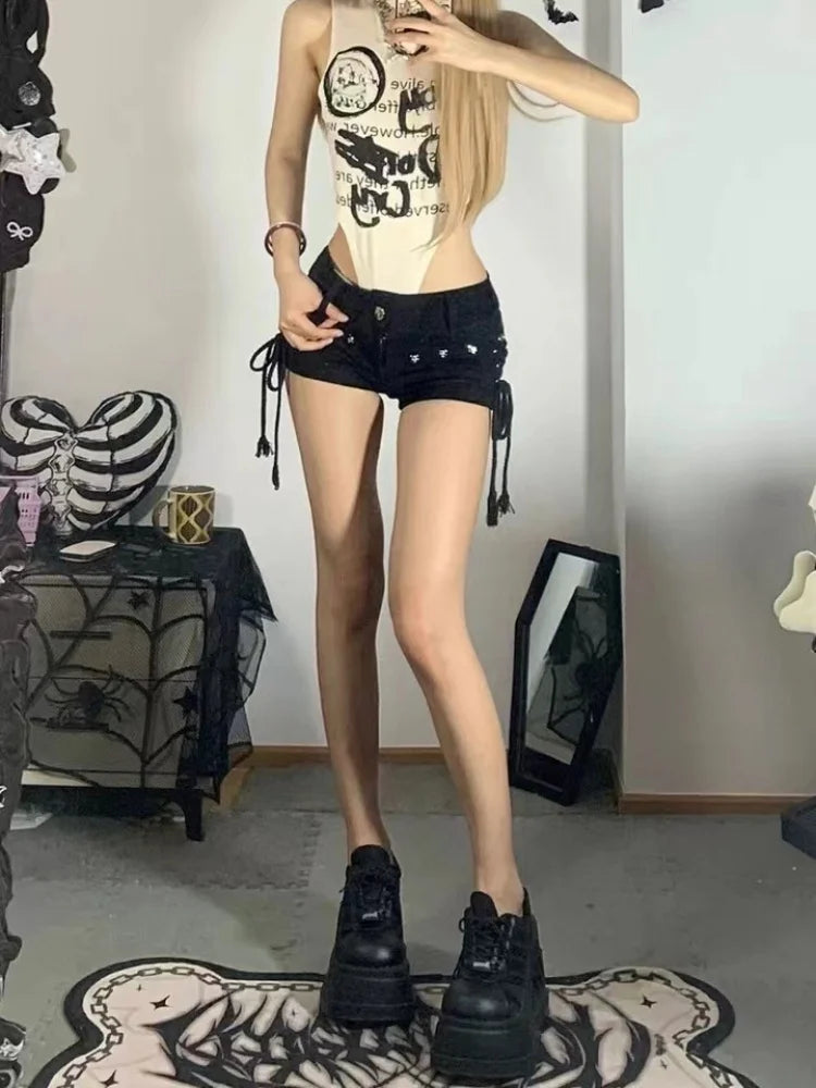 Crimson Rivet Denim Shorts