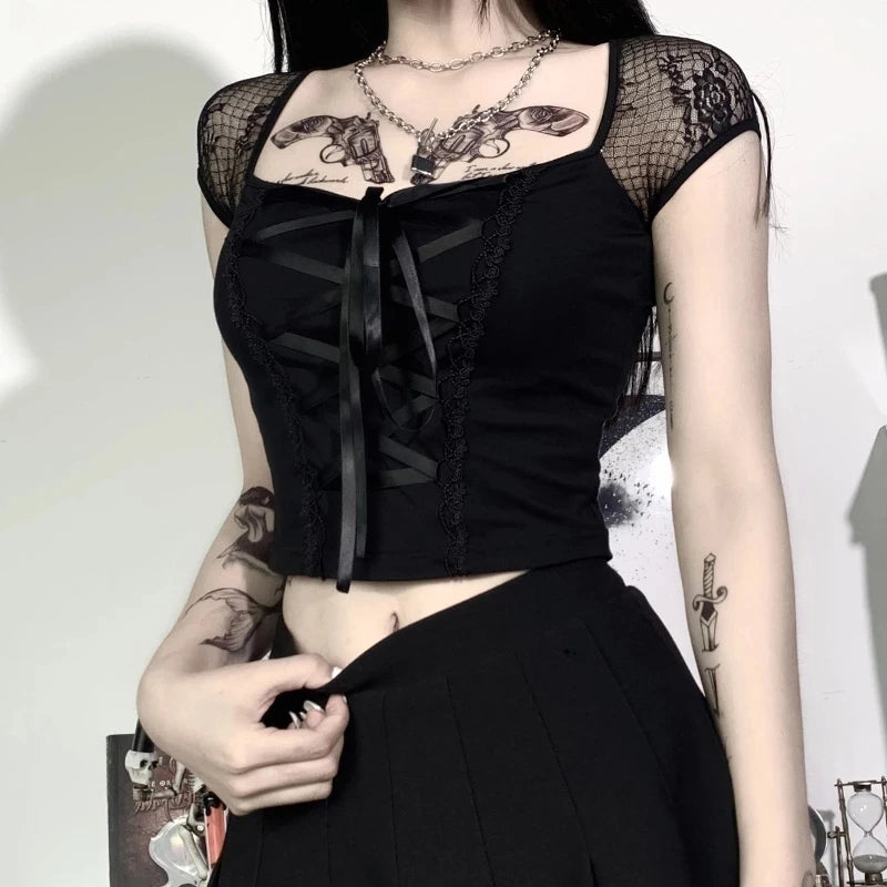 Noir Mesh Corset Top
