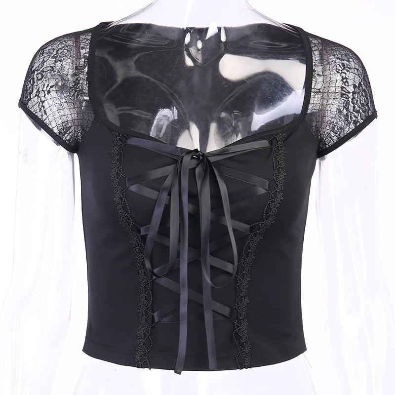 Noir Mesh Corset Top