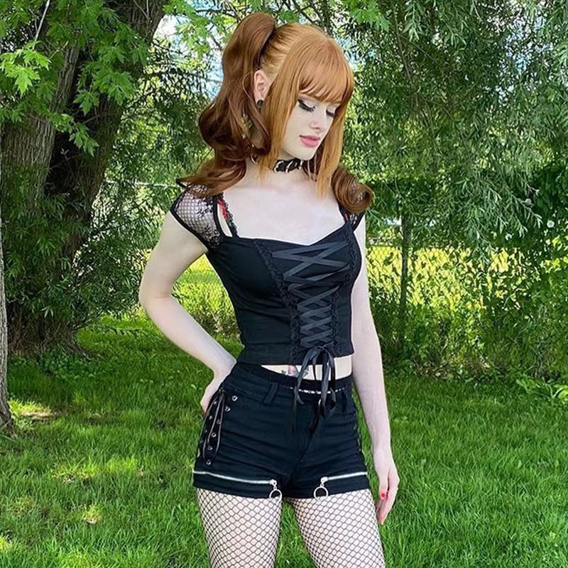 Noir Mesh Corset Top