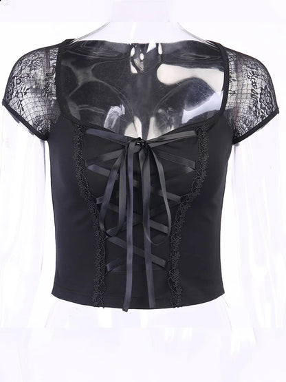 Noir Mesh Corset Top