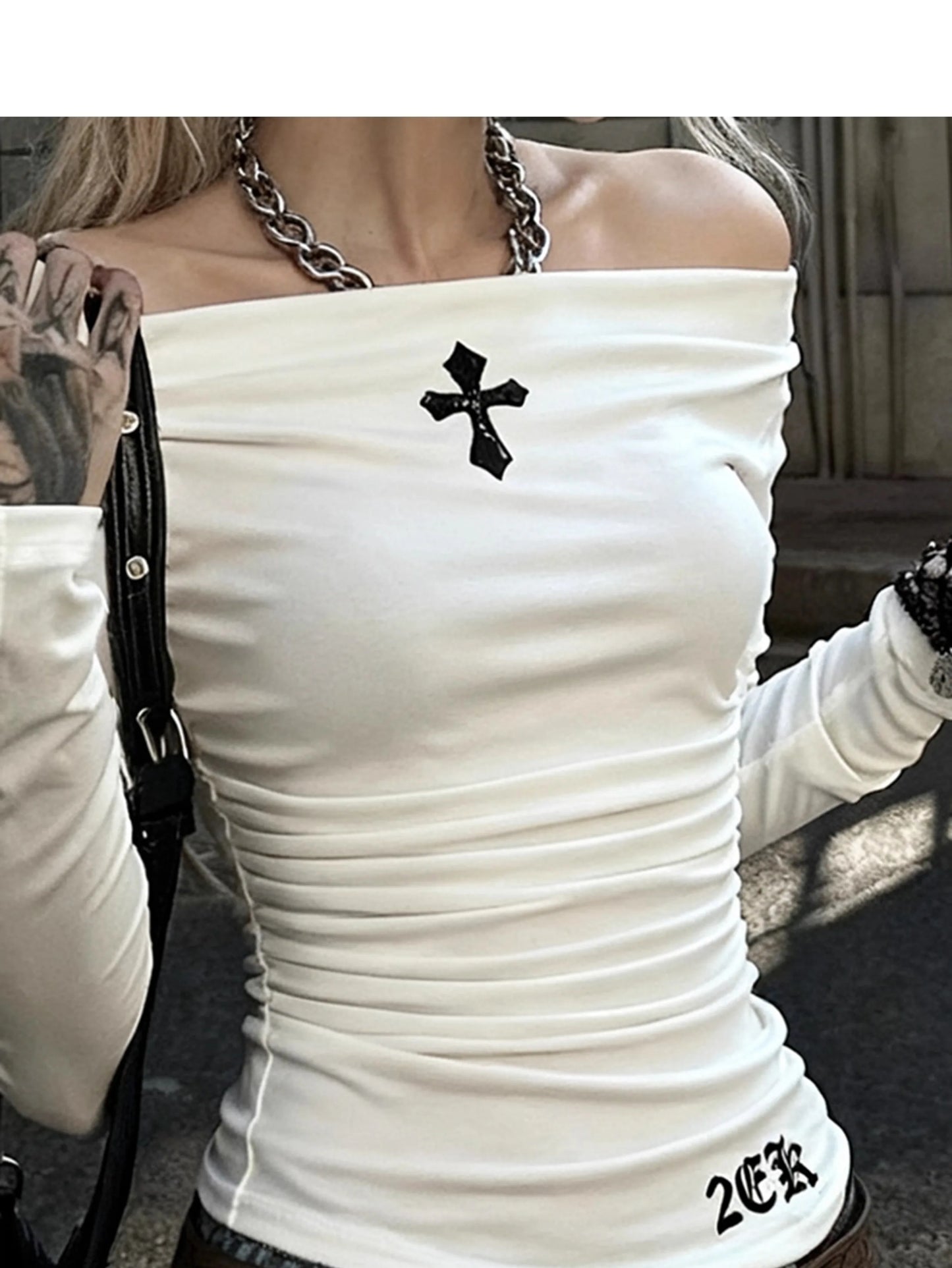 Sanctum Cross Off-Shoulder Top