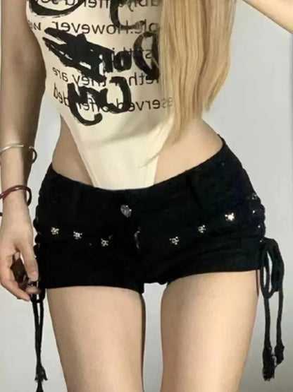 Crimson Rivet Denim Shorts