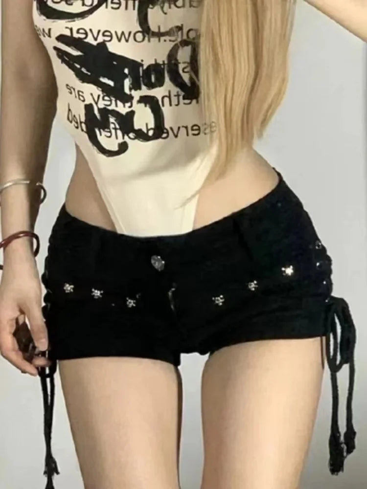 Crimson Rivet Denim Shorts