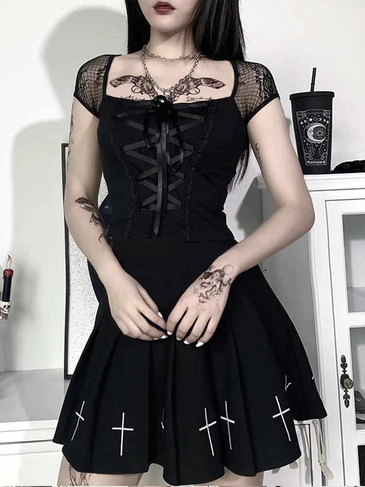 Noir Mesh Corset Top