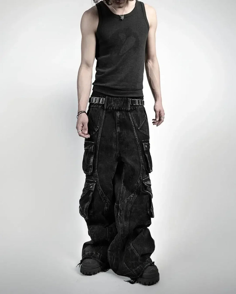 Blood Stitched Wide Jeans
