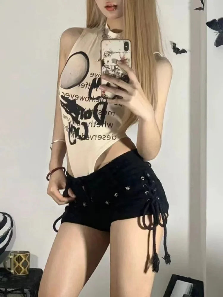 Crimson Rivet Denim Shorts
