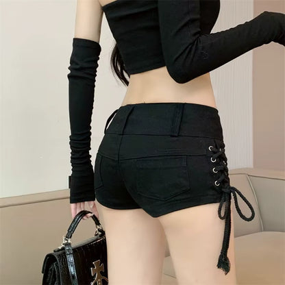 Crimson Rivet Denim Shorts